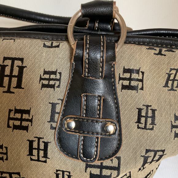 Vintage Tommy Hilfiger Monogram Tote – Black Beige Y2K - Picture 7 of 10